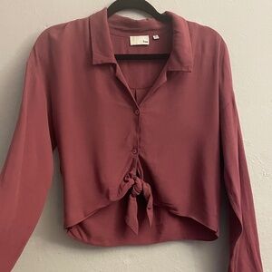 Rose Cropped Button up Collared Shirt XS